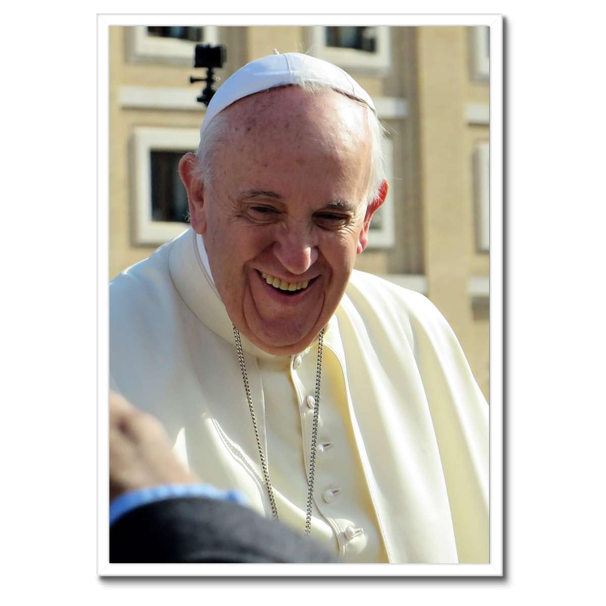 Portrait du Pape François Poster Encadré pour Salon et Espace de Prière 50x70cm