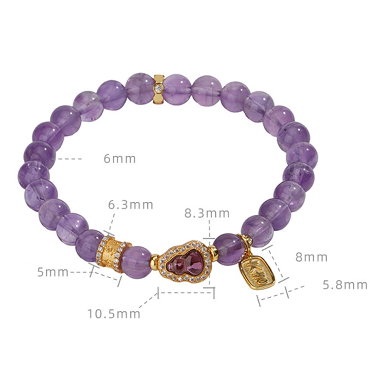 Bracciale in Pietra preziosa di Cristallo Naturale Fatto a Mano, Gioielli con Perline Viola Ametista, Regalo significativo per Le Donne, Compleanno di San Valentino