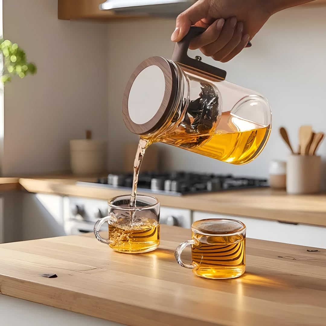 Teiera, Teiera magica creativa in vetro, infusore in vetro per tè sfuso staccabile, ideale per la preparazione del tè - 18 oz (circa 530 ml) (Trasparente)