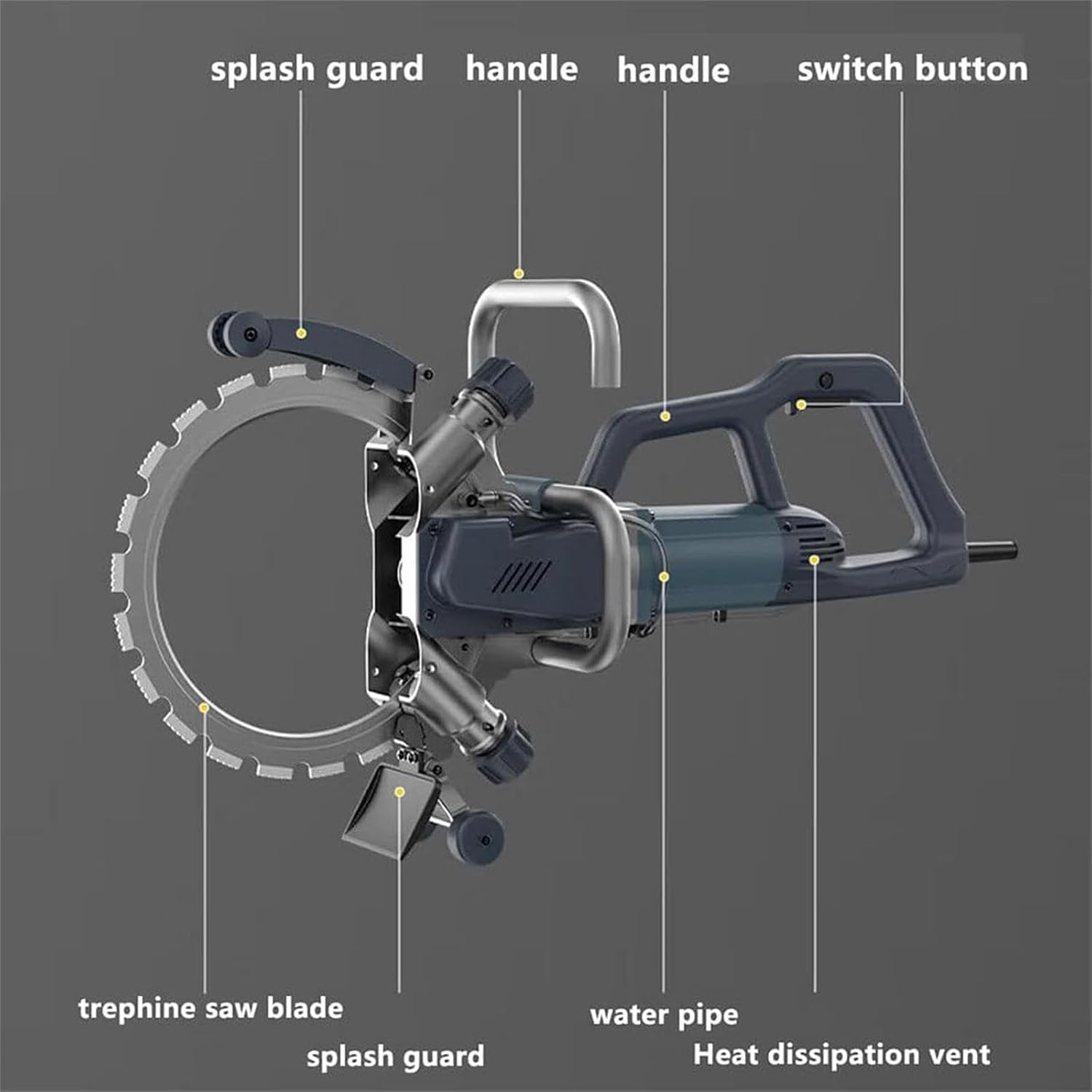 8800W Handheld Concrete Wall Cutting Machine, 270mm Electric Stone Cutting Machine Wall Chaser Ring Concrete Cutter Saw