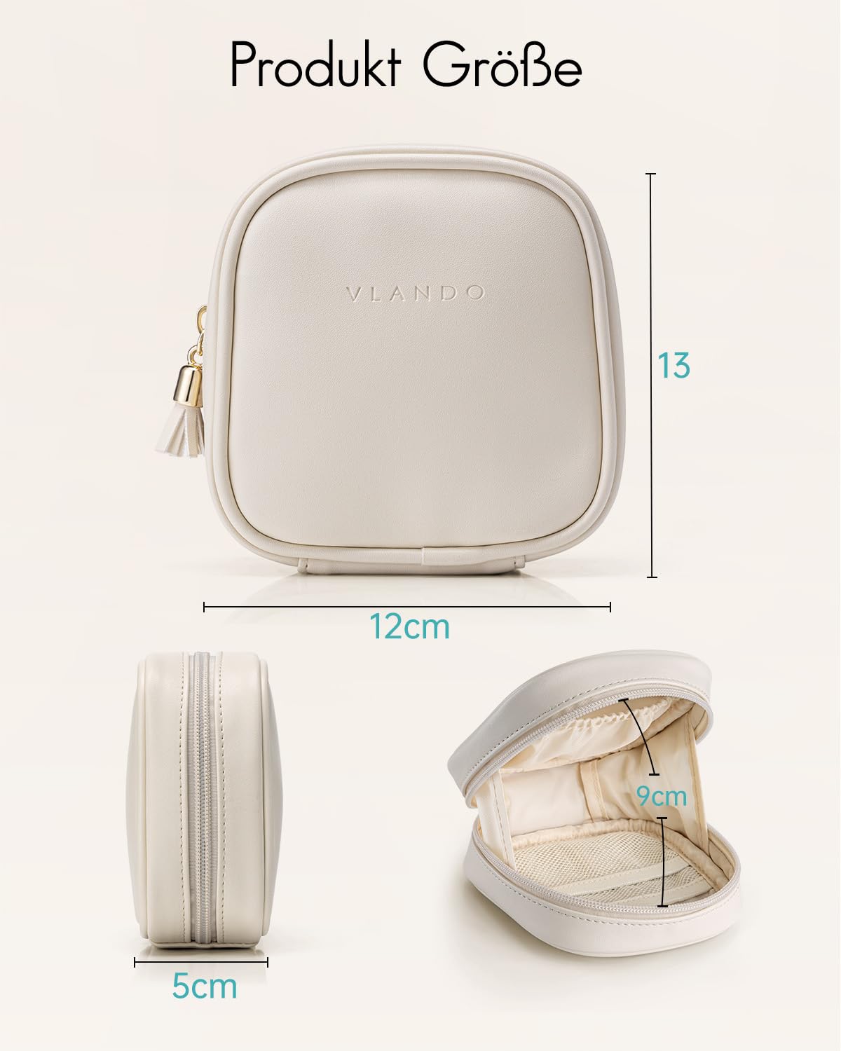 Vlando Kosmetiktasche klein, Make up Tasche für Geldbörse mit Einsteckfächern, Schminktasche Damen mit Reißverschluss, Wasserdichtes Makeup Bag für Frauen