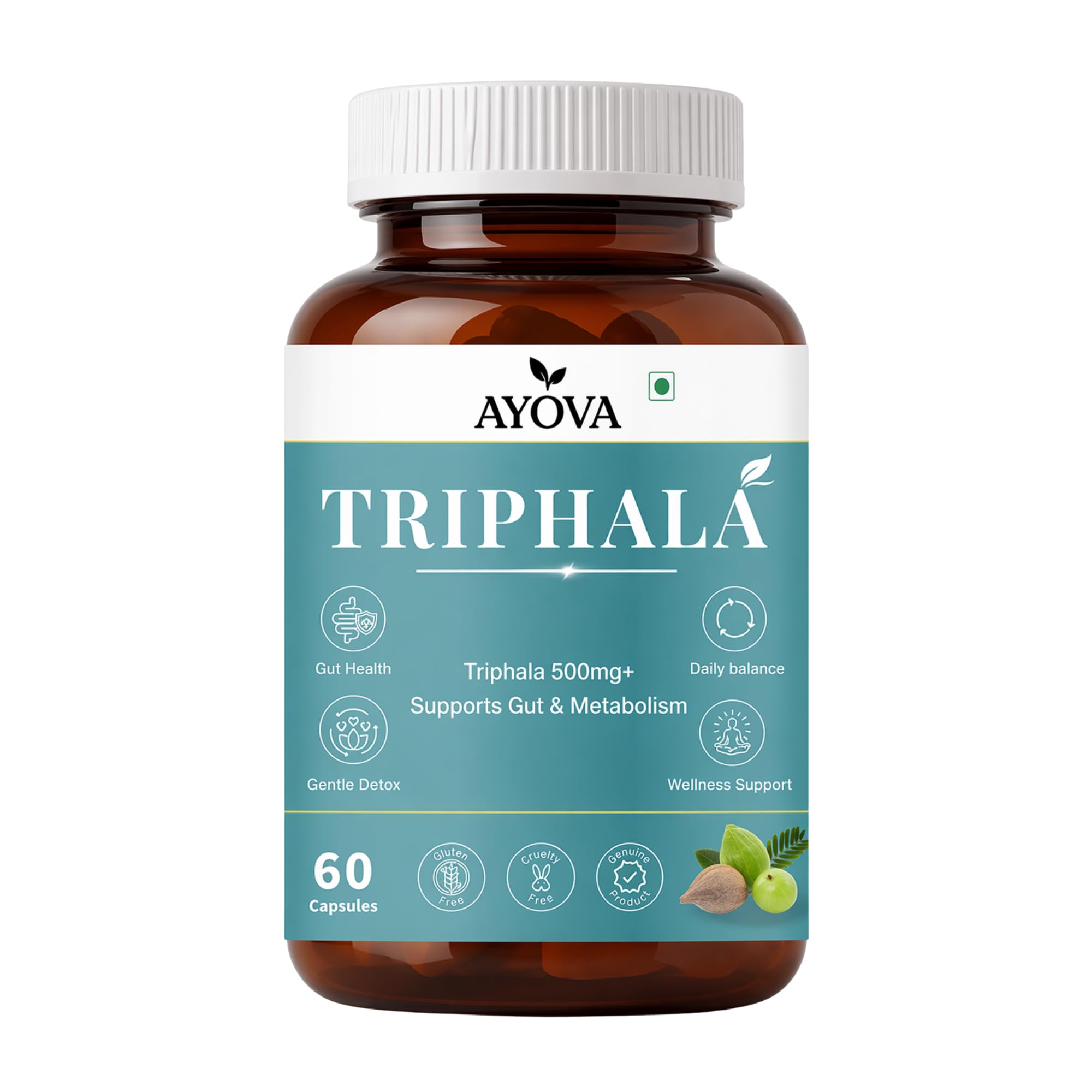 Triphala Capsules to Boost Immunity & Healthy Gut (500mg) | 100% Organic Ayurvedic Triphala with Haritaki, Bibhitaki, Amalaki | Relieves Constipation & Digestion - 60 Capsules-image-39