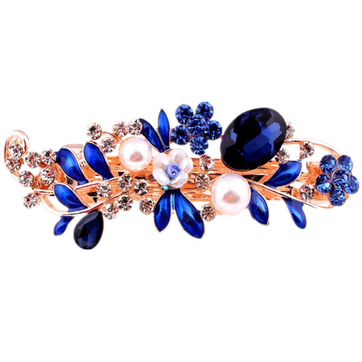Barrette à Cheveux Vintage Strass Cristal - Couleur Bleu, Fabriquée En Corée, Neuf Sans Emballage