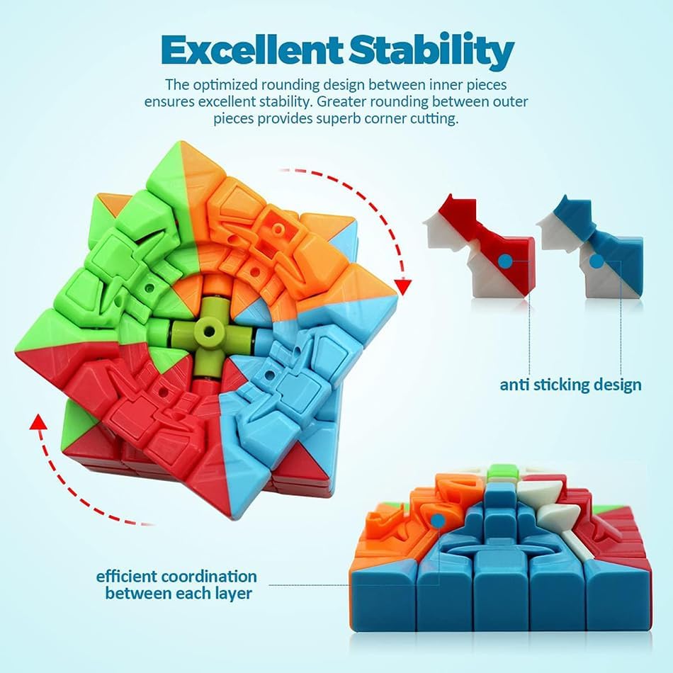 Miniatura 8 de Willking Qiyi Qizheng S - Cubo de velocidad de 5 x 5 pulgadas, sin calcomanías, 5 x 5 x 5 pulgadas, rompecabezas de cubo mágico, juguetes de