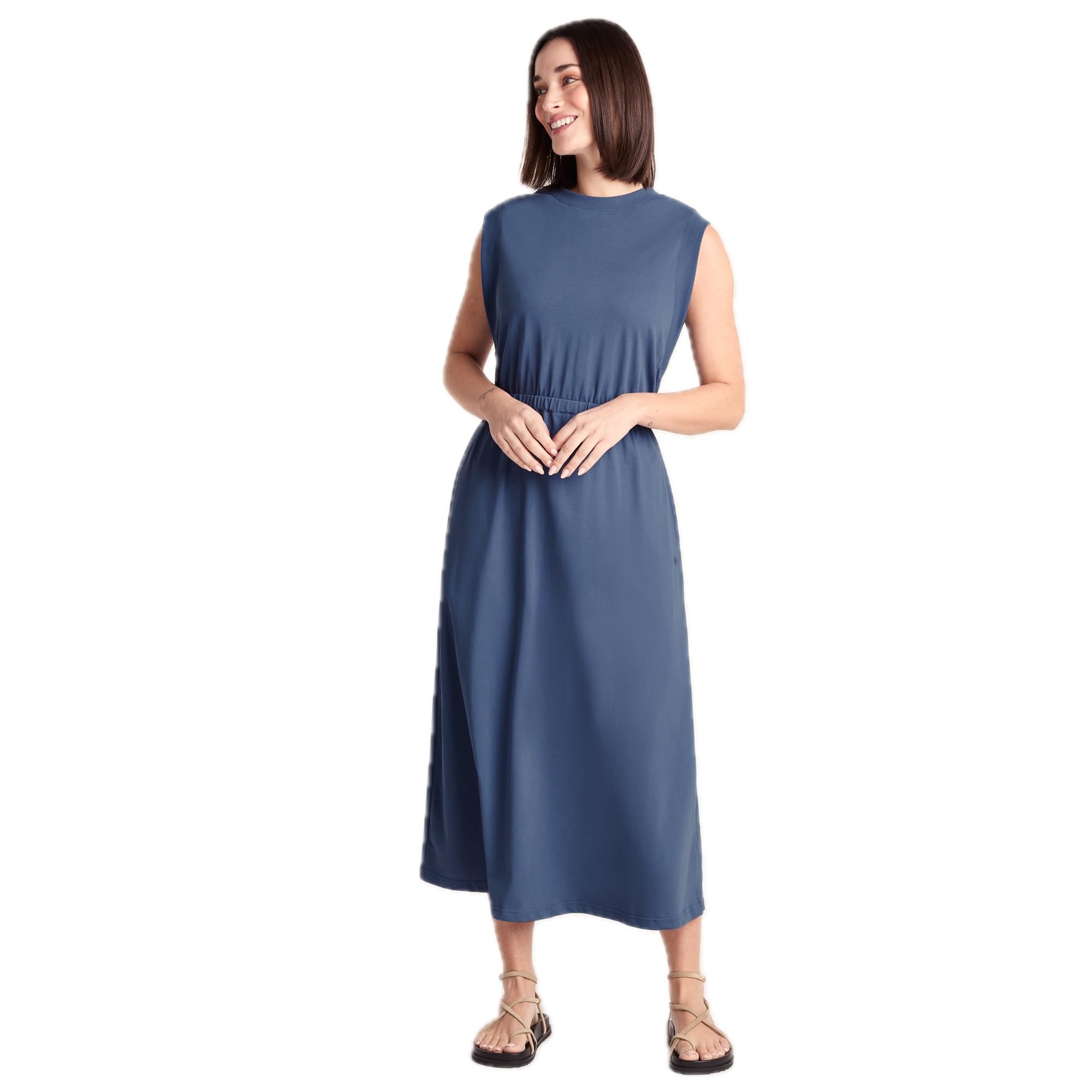 Tog24 Women's Smokey Blue Ebony Jersey Dress, Heavyweight Sleeves Smokey Breathable