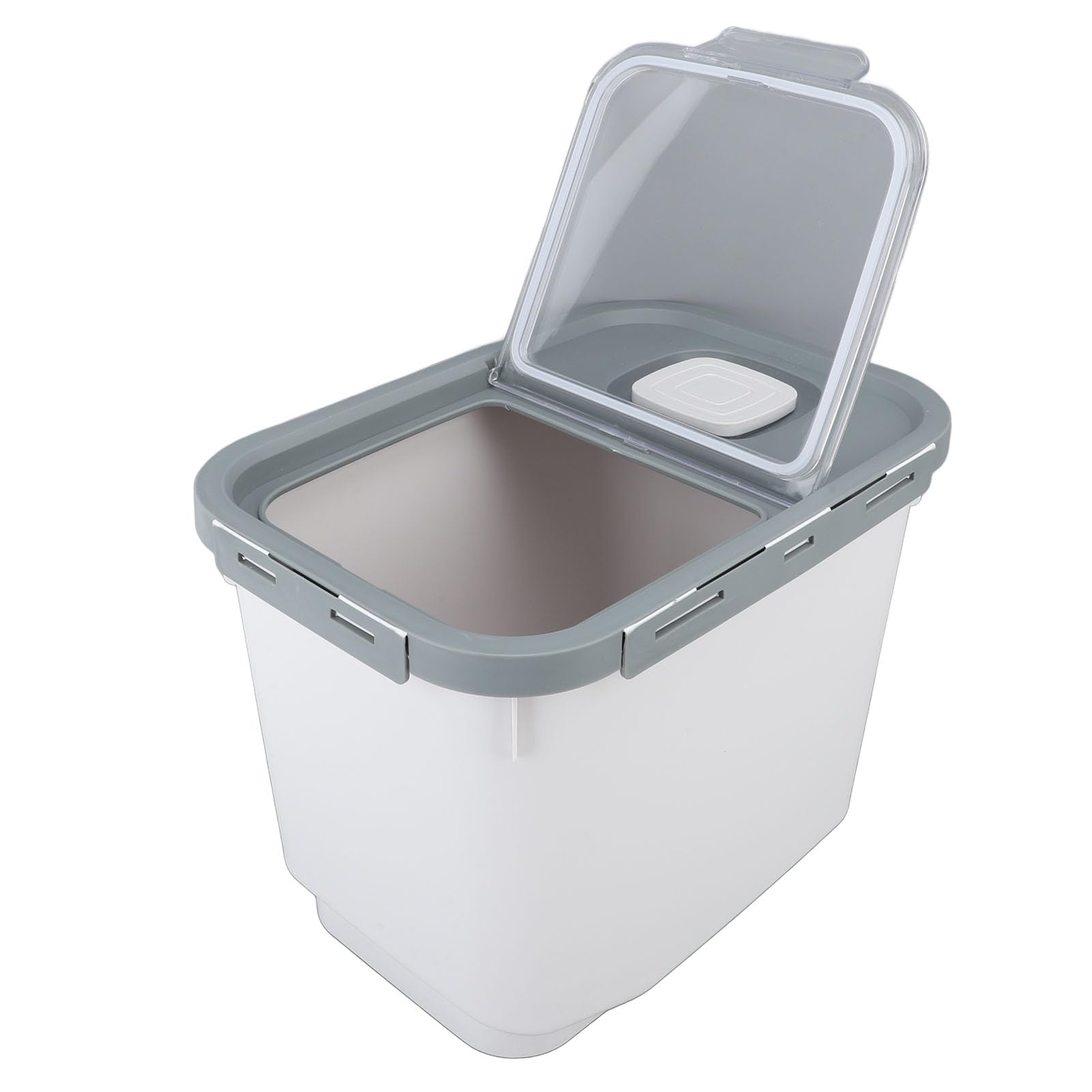 gernie 22lb Large Capacity Rice Storage Container with Airtight Lid, Wheeled Design, Transparent Flip Cover, Multifunctional Ingredient Storage Bin for Grain, Pet Food, Flour (White)