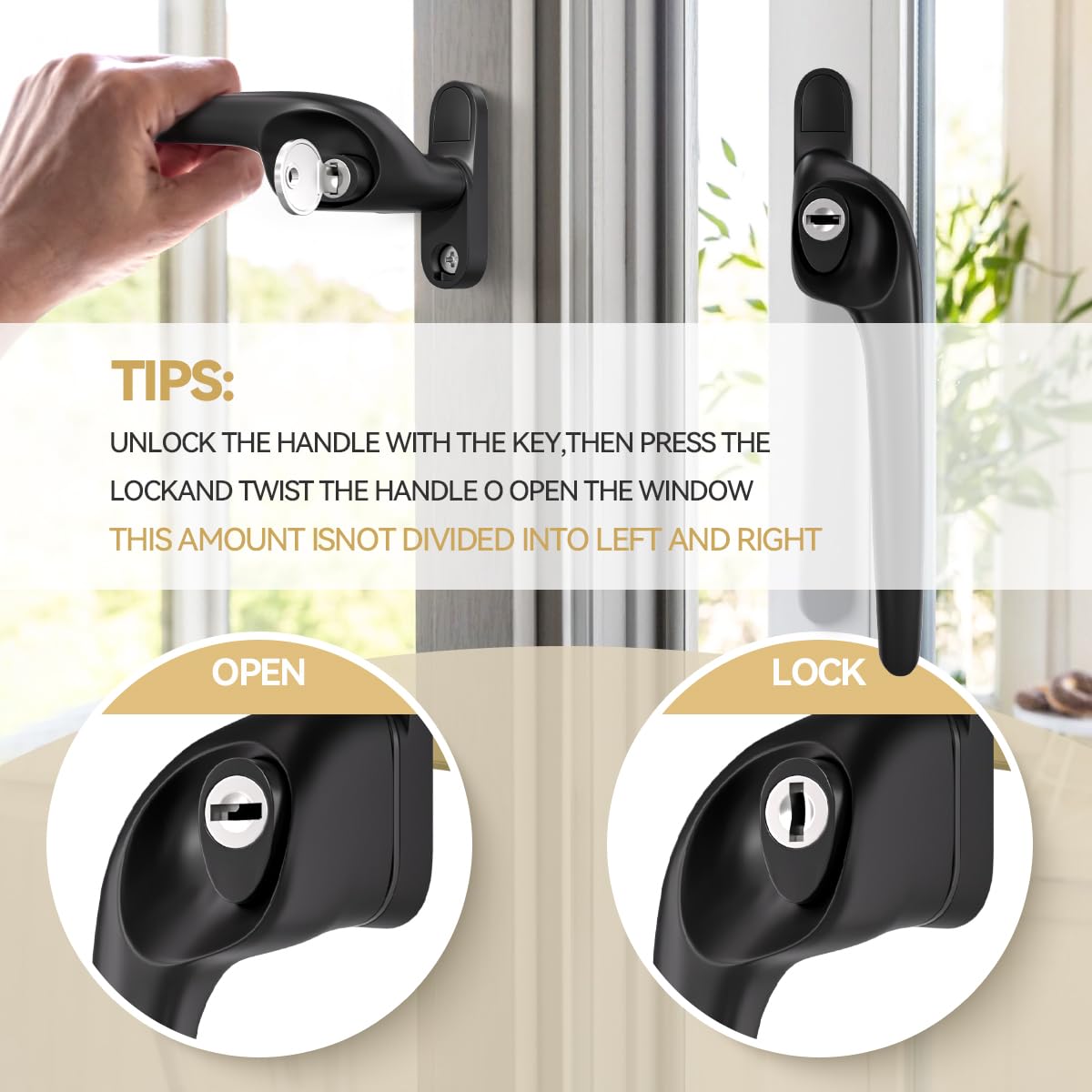 Bwintech 1 Pcs Offset Black UPVC Aluminium Window Handle,Left Hand, 43mm Spindle for Indoor and Outdoor UPVC Window - Image 4