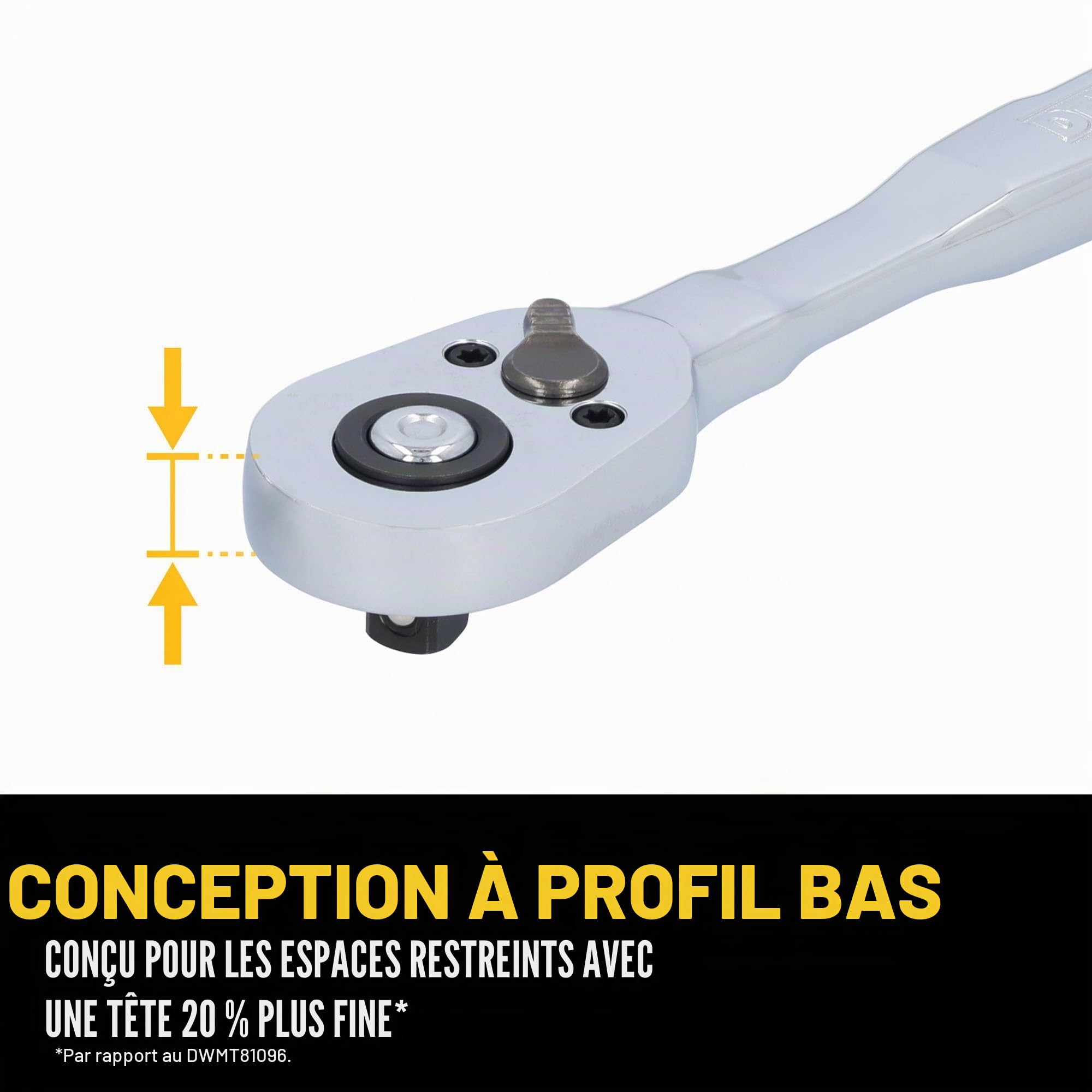 DEWALT DWMT45424 Ensemble d'outils de mécanicien, 84 pièces SAE/métriques avec cliquet à profil bas 72 dents, entraînement 6,35 mm