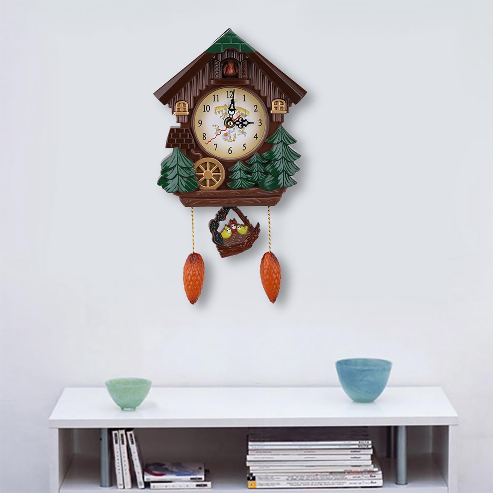 Lybunair Cuckoo Clocks Vintage Wall Clock Tree House Clock Wall Art for Home Living Room Decoration