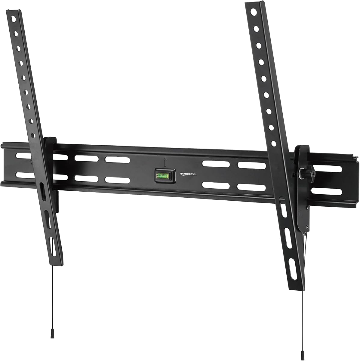 Amazon Basics Soporte de pared inclinable para TV de alta resistencia con accesorios de montaje, nivel de burbuja y plantilla para televisores de 37" a 80" de hasta 120 libras, negro