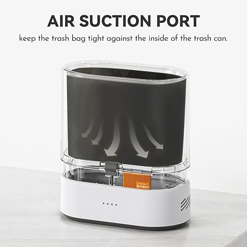 Miniatura 3 de ELPHECO Bote de basura pequeño de 2.5 galones automático para oficina, cubo de basura de plástico delgado sin contacto, cubo de basura ovalado