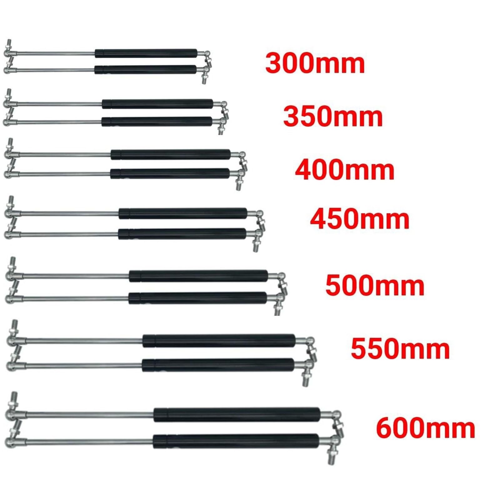 Tige de support télescopique Vérins De Capot Avant Universels 300-600 Mm 200N 2X Pour Voiture, Coffre Arrière, Hayon, Amortisseur, Ressort À Gaz