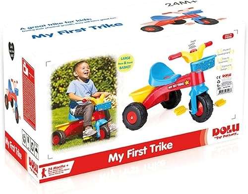 Miniatura 6 de DOLU  My First Trike Bike - Bicicleta colorida para niños con mango de control parental, duradera y segura, capacidad de 55 libras, niños y niños