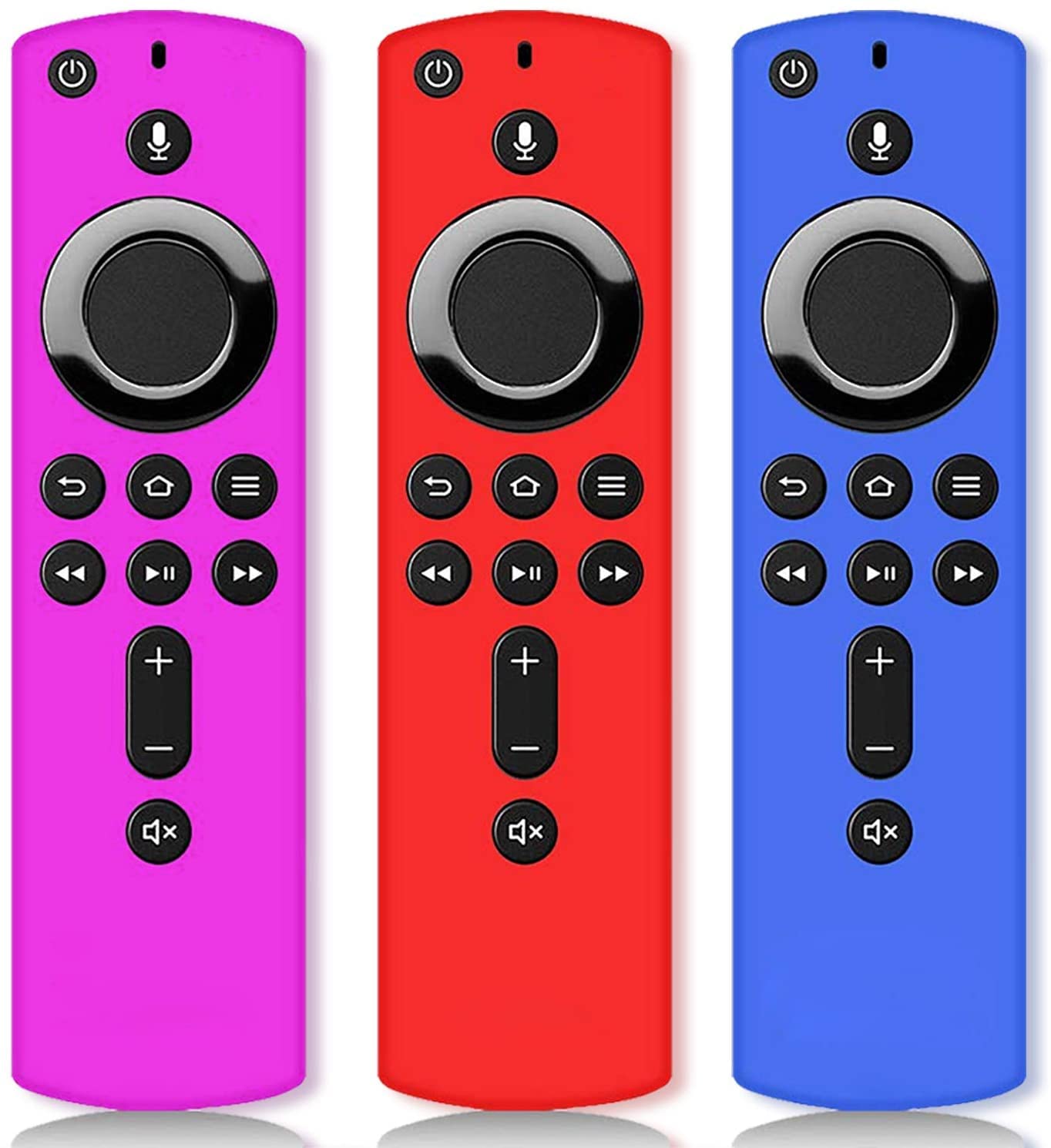 ONEBOM (3 Pack) TV Remote Case, Silicone Remote Cover, Remote Control Cover (Red Blue Purple)-All Can Not Glow