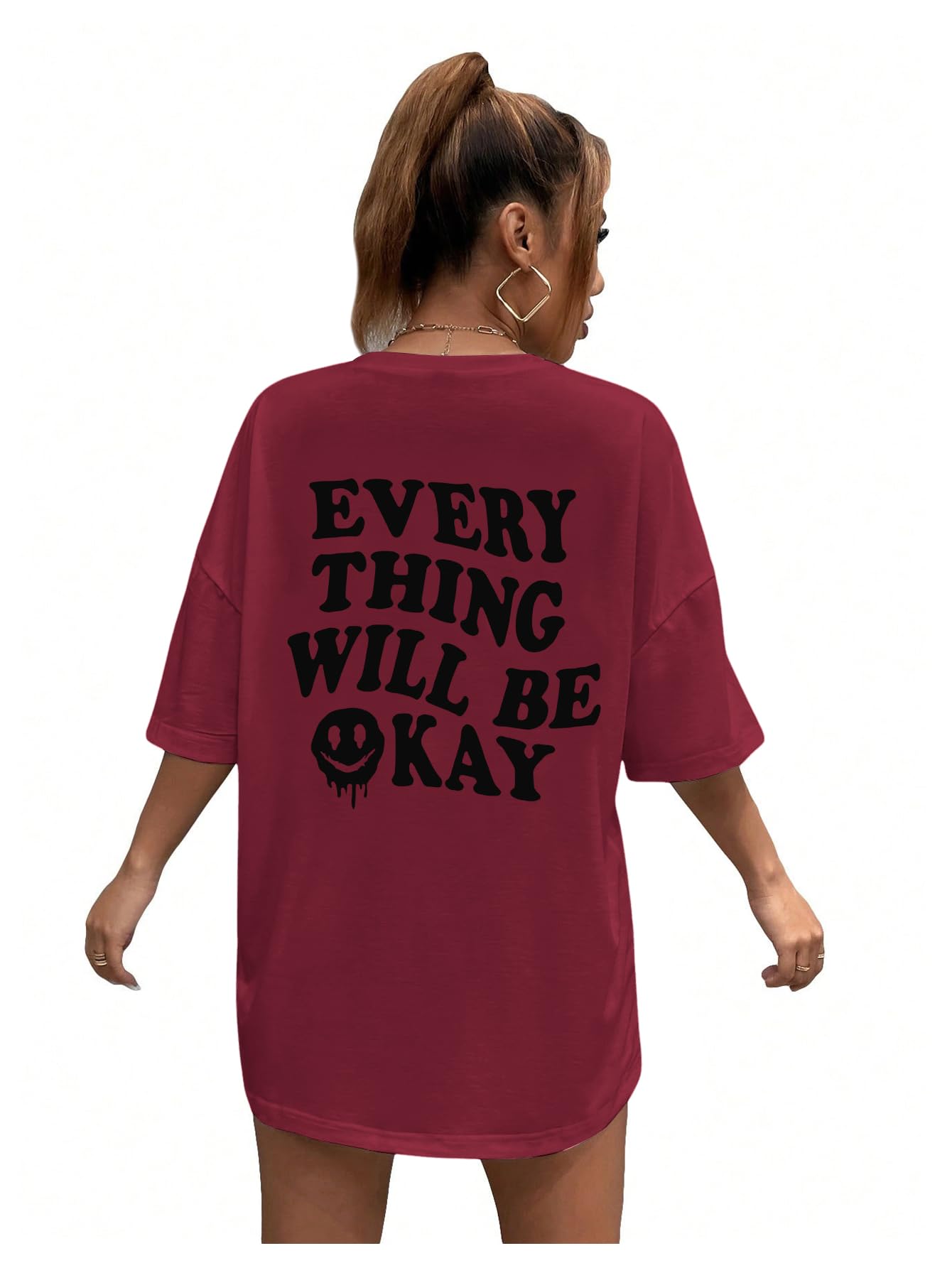 SOLY HUX Women's Oversized T Shirts Graphic Tees Letter Print Casual Trendy Summer Loose Tops