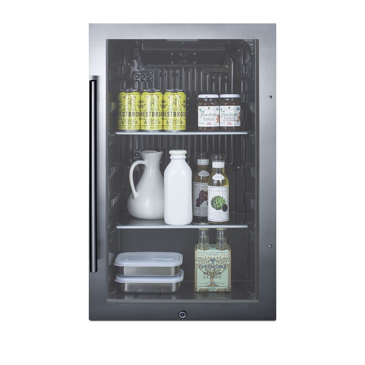 Summit 19” Beverage Center, Indoor Or Outdoor Beverage Cooler, 3.13 Cu.Ft. Capacity, ADA Compliant, 17” Shallow Depth, Stainless Steel & Glass- Spr488bosada on Fridge.com - View 3