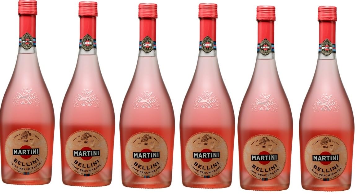 6 Flaschen Martini Bellini a 0,75L Wein 8% vol. Alkohol aromatisierter spritziger Pfirsich Weinaperitif + Space Keks gratis a 45 g von Onlineshop Bormann