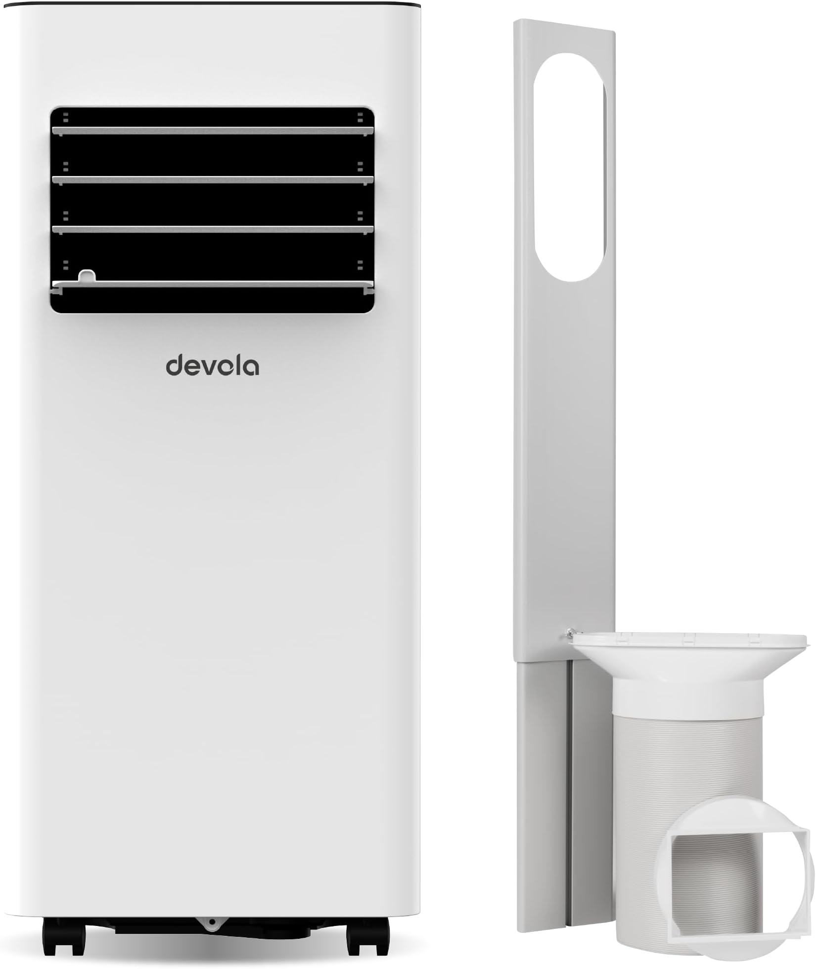 Devola Compact 4-in-1 WiFi Portable Air Conditioner 7000 BTU, Cooling, Dehumidifier, Fan & Sleep Mode, Includes 2 Window Kits