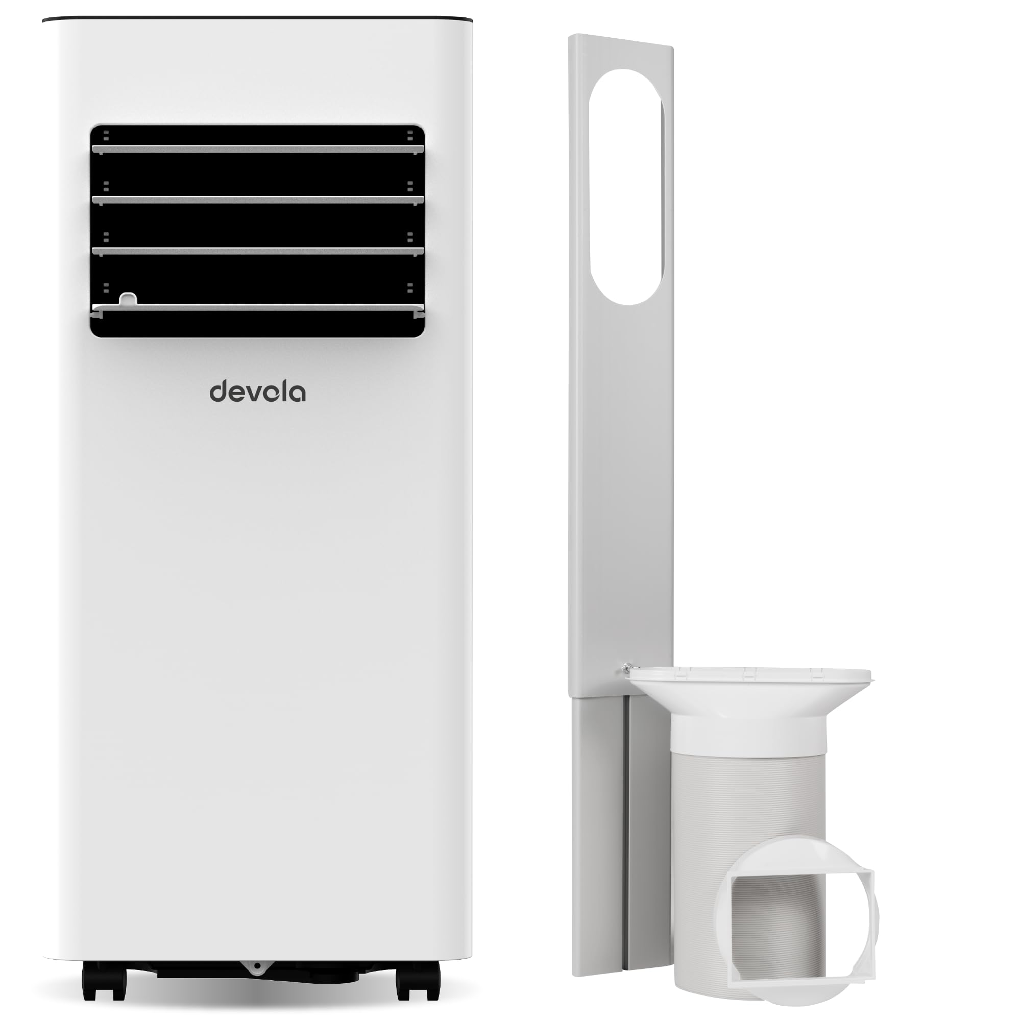 Devola 4-in-1 WiFi Air Conditioning Unit 7000 BTU, Portable Air Conditioner Dehumidifier, With 2 Window Kits Included, Fan only mode, Cooling, Timer & Dehumidifying Functions (White, 7000 BTU)