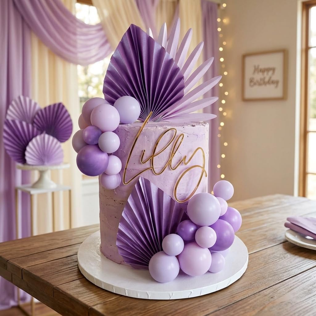 LaVenty Lavender Purple Ball Cake Toppers Elegant Purple Cake Decorations
