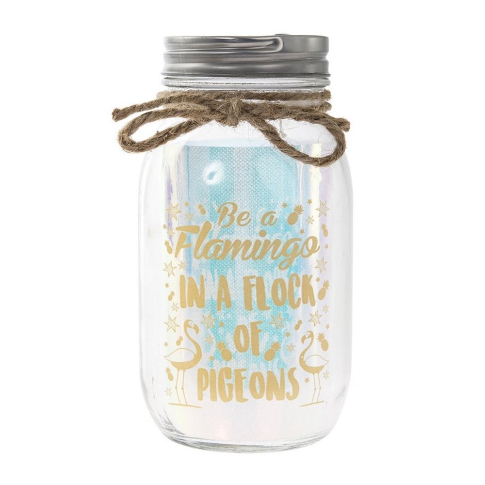 Fairy Light Mason Jar LED Light Up Firefly Glass Be A Flamingo