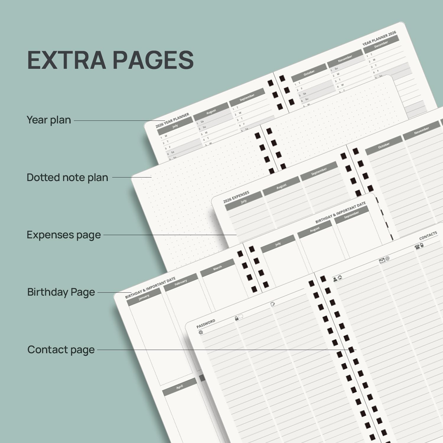 POPRUN Agenda giornaliera 2026-2027, una pagina per giorno, 14,6 x 21,6 cm, calendario accademico giornaliero con calendario da luglio 2026 a giugno 2027, copertina rigida con fessure orarie