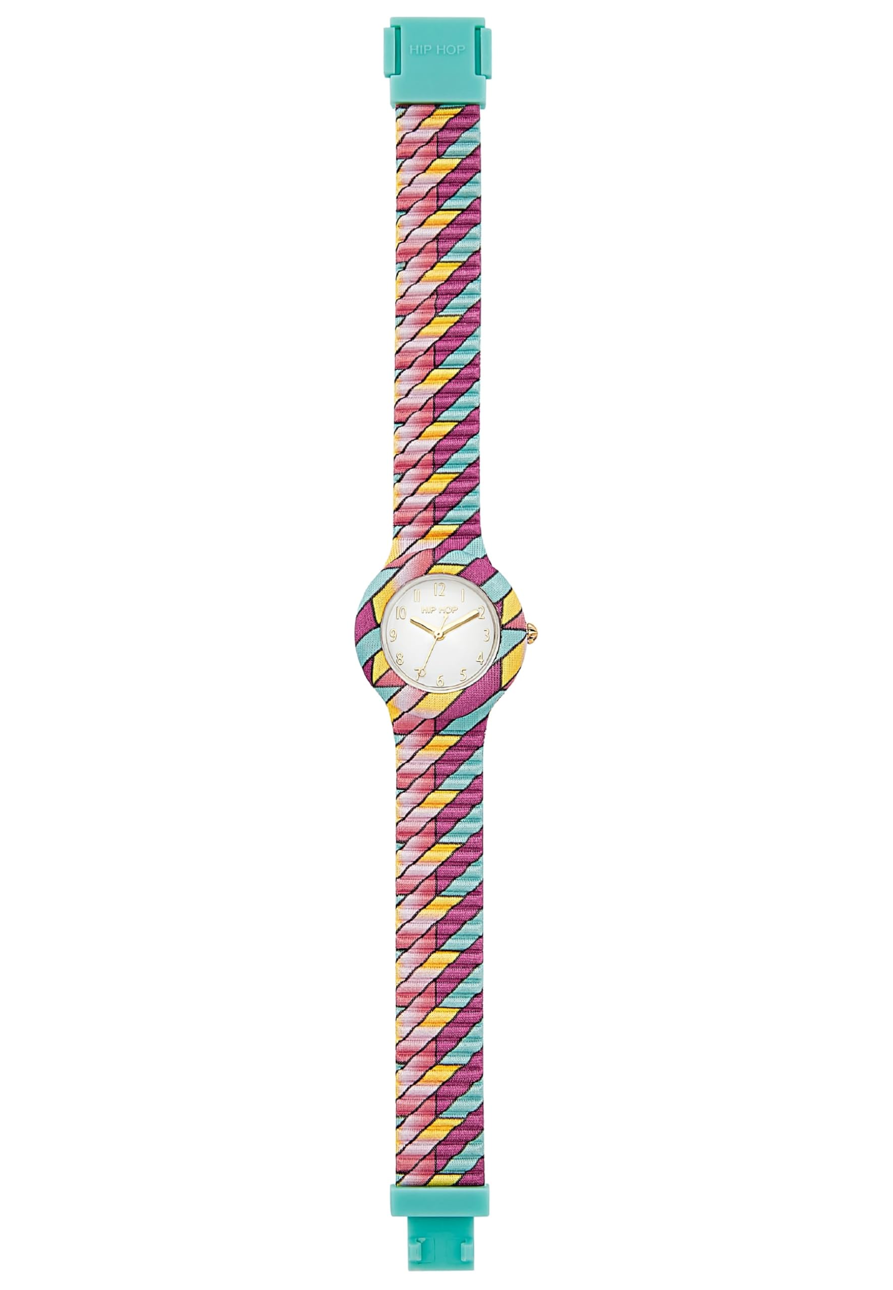 HIP HOP Orologio DONNA DREAM IN COLOUR quadrante MONO-COLORE BIANCO movimento SOLO TEMPO - 3H QUARZO e CINTURINO SILICONE CON TESSUTO MULTICOLORE HWU1139