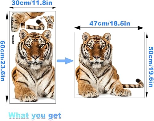 Miniatura 2 de ELANE 2 hojas de decoración de pared de tigre, calcomanías de pared de tigre para niños, bebé, dormitorio, baño, sala de estar, decoración de pared