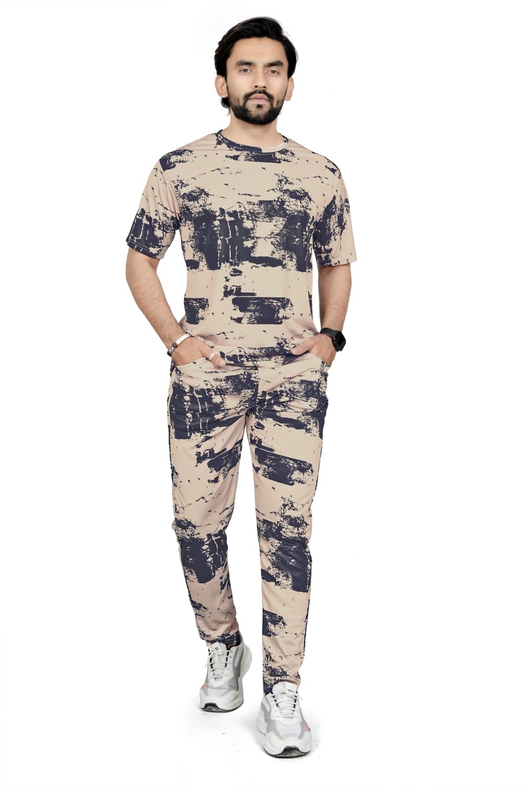 Prime Enterprise Mens Men's Lycra Solid with Camouflage Print Round Neck Full Sleeve tshirt with Full Length Track Pan Stretchable Tracksuit for men_TIGER-picture-37