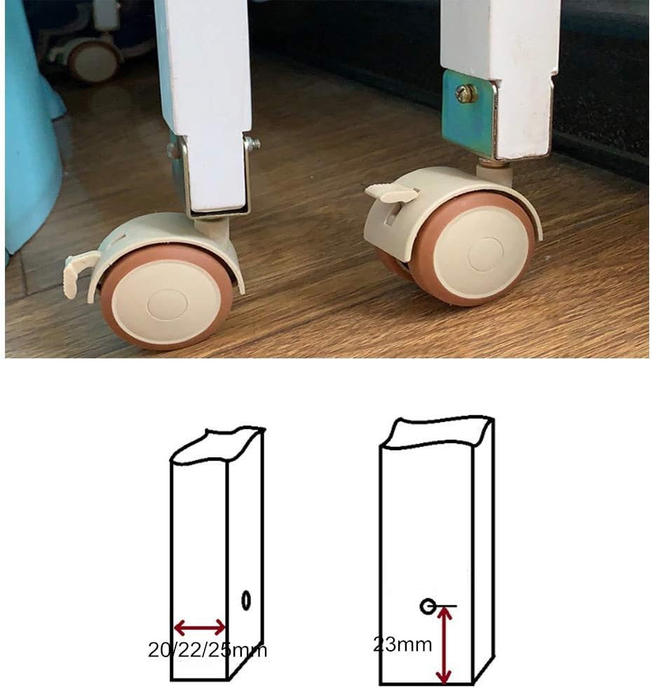 Set mit 4 robusten Gummirollen für Kinderbetten, 5 cm (2 Zoll) drehbare Möbelrollen, Kinderbettrollen für einfache Mobilität und sichere Verwendung