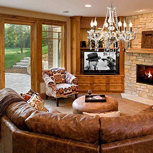 Image of Candle Shape Crystal Lamp Ceiling Light Fixture Pendant Chandelier 21 X 21 inch 6 Bulbs
