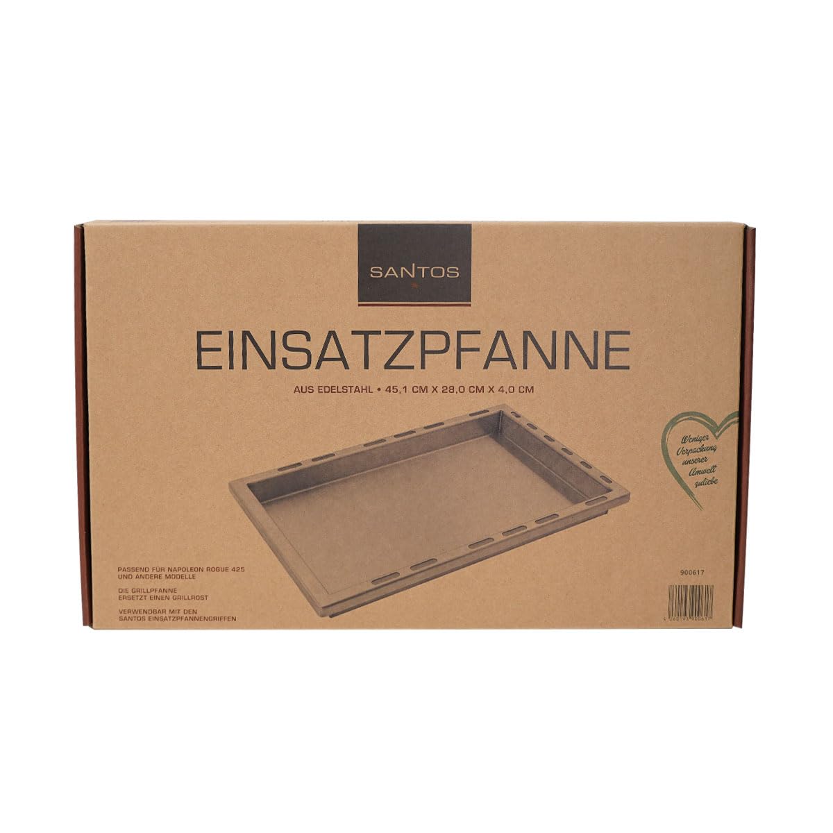 SANTOS einsetzbare Grillpfanne/Einsatzpfanne - Edelstahl Plancha - 28x45,1x4cm - für Napoelon Rogue SE 425 | 525 | 625 - Paella, Bratkartoffeln, Reibekuchen, Pommes
