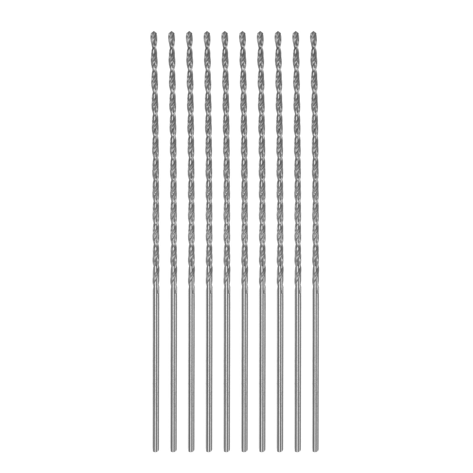 sourcing map 10pcs Extra Long Drill Bits, 1.3mm HSS Drill Bit with High Speed Steel Straight Shank 80mm Length for Metal Woodwork Plastic Aluminum Alloy
