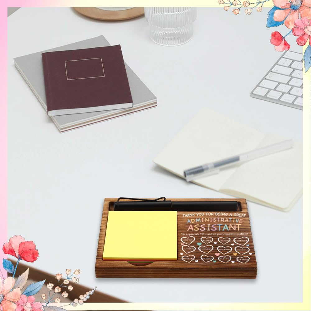 FOUGSTA Appreciation Gifts for Administrative Assistant, Inspirational Office Decor Gifts for Administrative Assistant,Wooden Sticky Note Holder With Inspirational Quotes,16.5 x 12 x 1.5 cm,XXN40