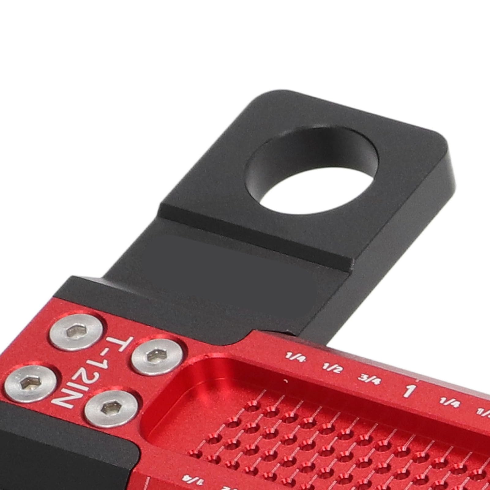 Regla en T para carpintería Calibre de marcado de orificios de 6 pulgadas Herramienta de medición de aleación de aluminio con orificios incrementales de 1/32 de pulgada Escala (30,5 cm/12 pulgadas)