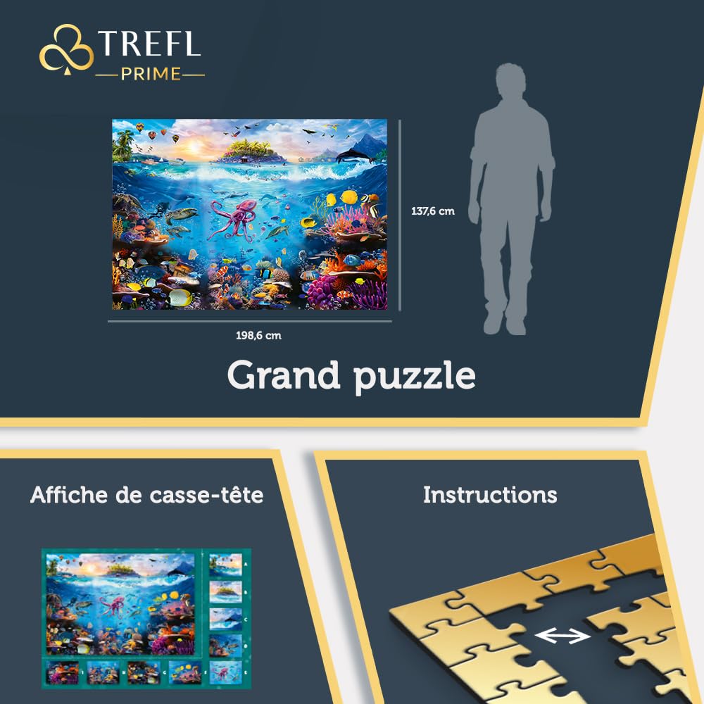 Trefl Prime-Puzzle UFT:Dive into Underwater Paradise-13 500 pièces, Grand Puzzle présentant le Fond de l’Océan coloré, Carton le Plus Épais, BIO, ÉCO, Loisir pour Adultes et Enfants à partir de 12 ans