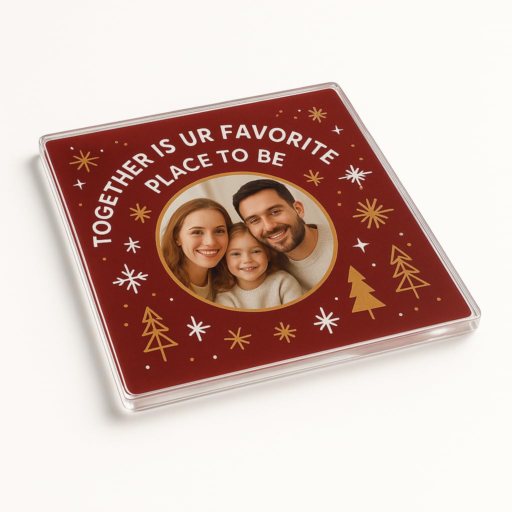 Personalised Acrylic Coaster Gift with Personalised Christmas Design - Unity in Frost Festive Home Decor for Family Celebration