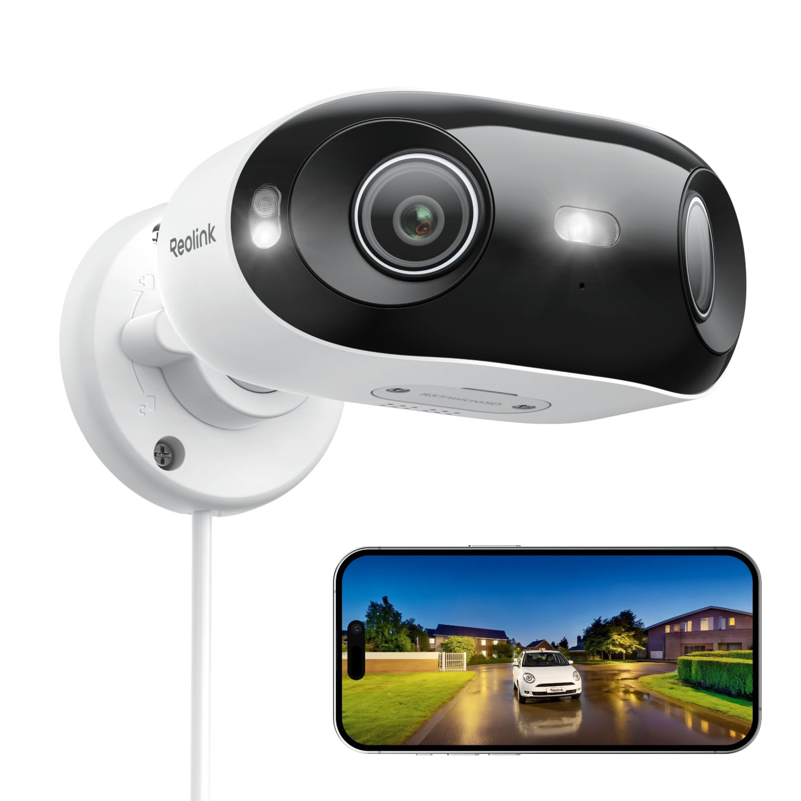 Reolink Elite XPro PoE Caméra de Surveillance 16MP 2 Objectifs Couverture 180°, Vision Nocturne ColorX/IR, Ouverture F1.0, Détection Humain/Véhicule/Animal, Trajectoire Intégrée et Enregistrement 24/7