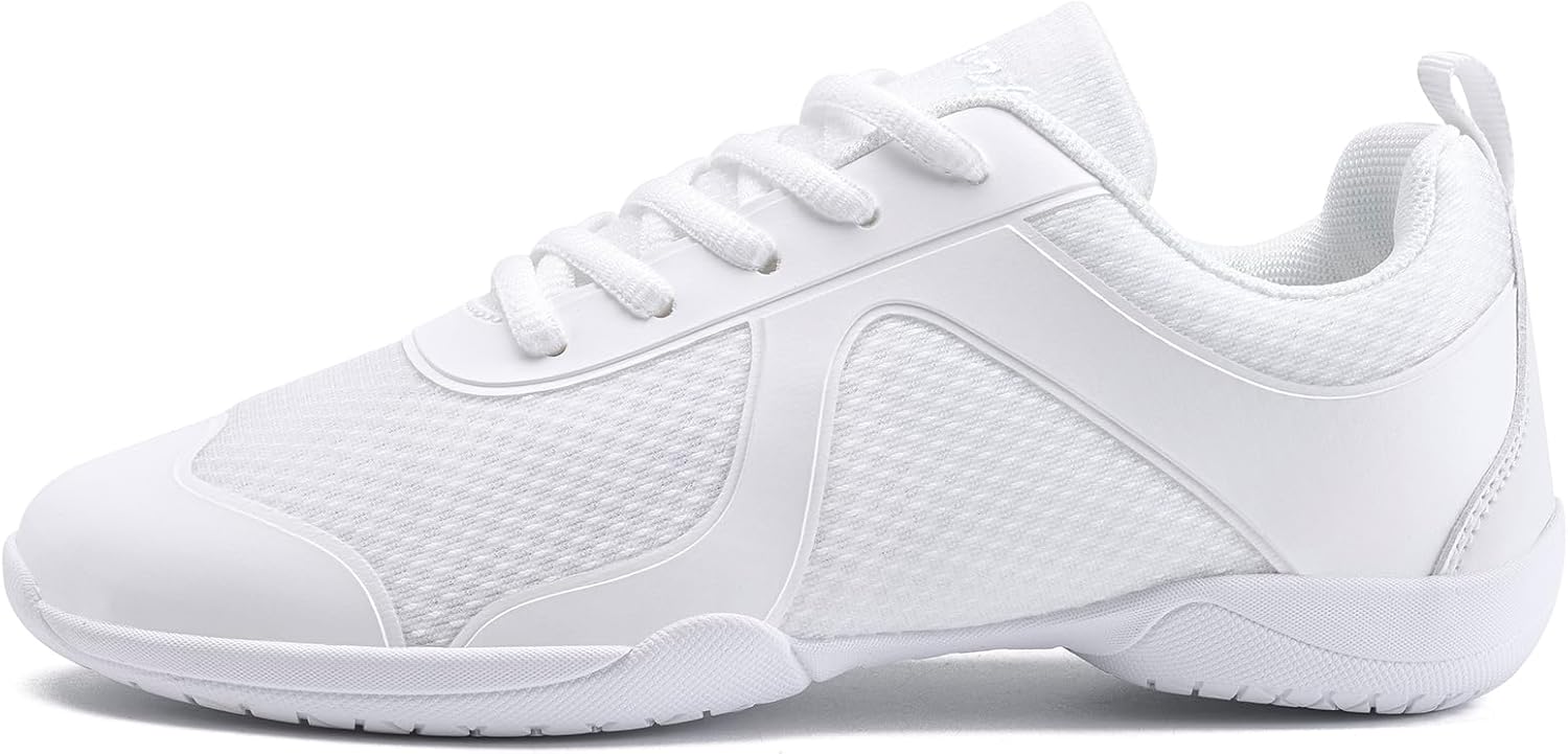 White Cheer Shoes for Girls Womens Cheer Shoes Youth Girls Cheerleading Shoes Competition Gear Dance Tennis Sports Training Athletic Comfortable Flats Breathable Soft Kids Cheer Sneakers - Image 2