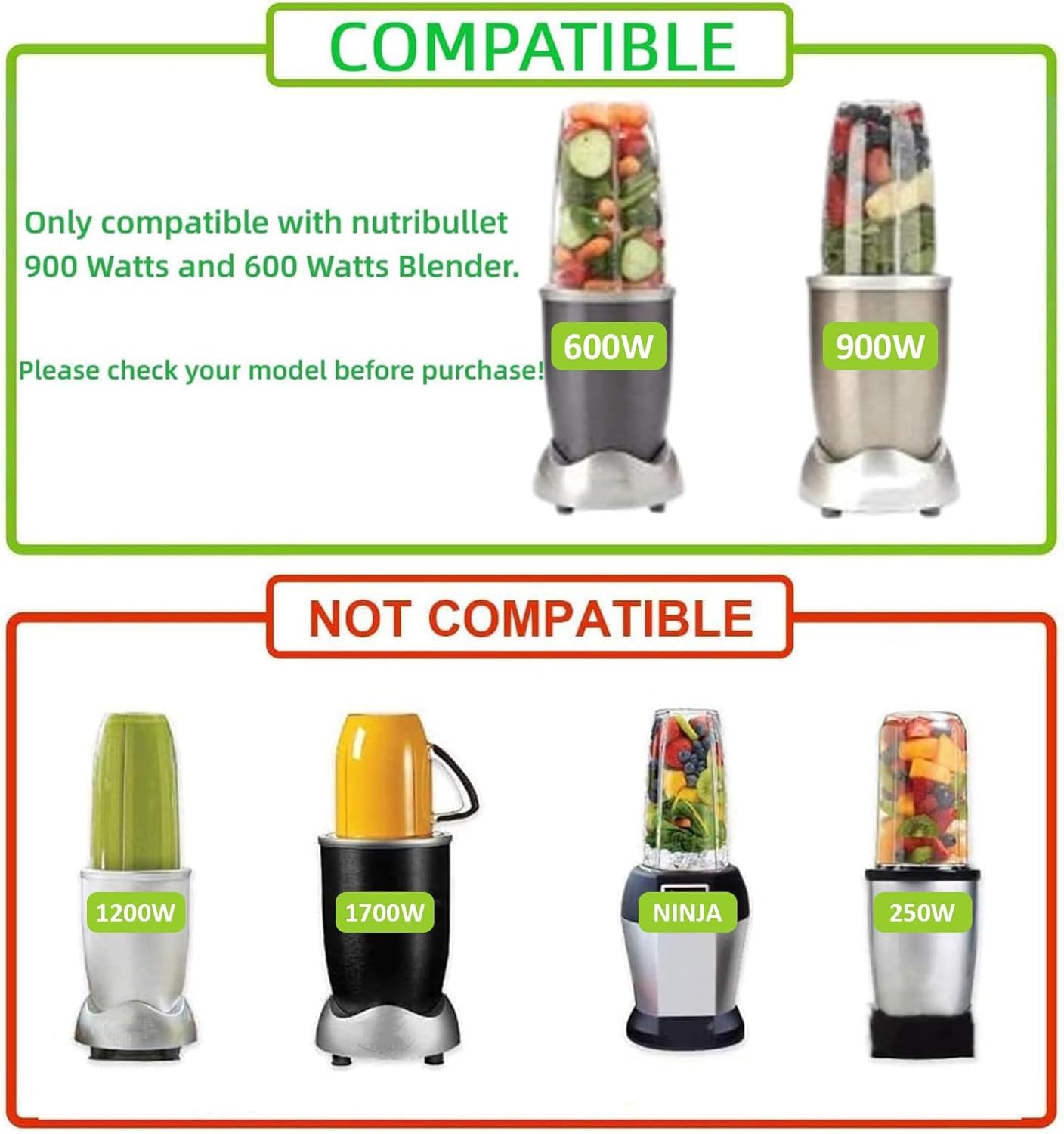 Confezione da 2 Bicchieri da 24 oz di Ricambio Compatibili con NutriBullet da 600 W e 900 W Serie con Lame di Estrazione