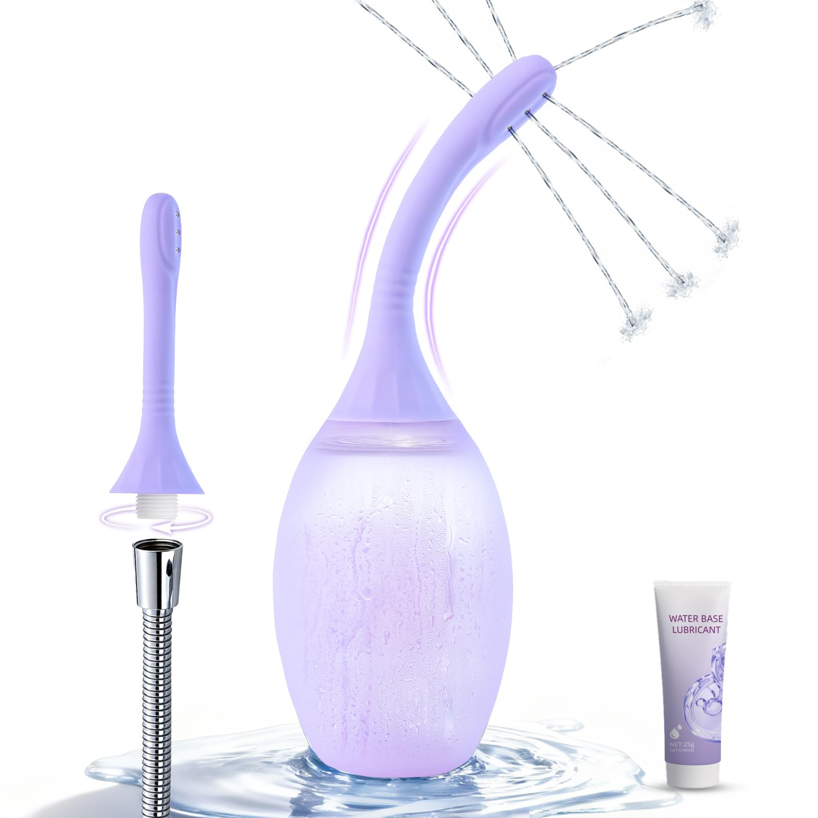 Enema Bulb Douches Anal Cleanse - Enema Product with Bendable Silicone Nozzles for Men Women Shower Douche Anti