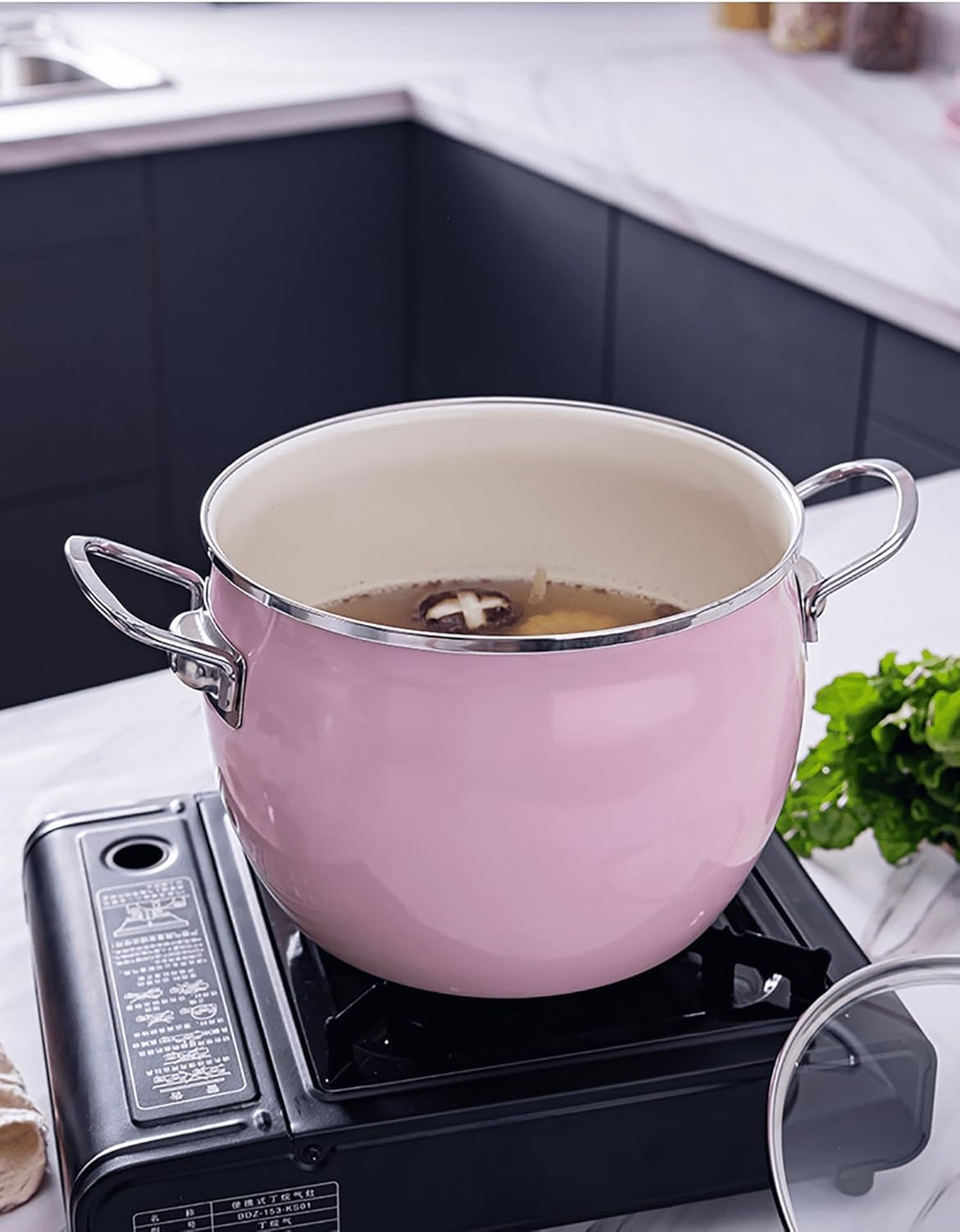 Pentola Antiaderente per Pasta con Coperchio, Pentola Smaltata per Brodo, Stufati E Conserve, Pentola Grande A Fondo Piatto per Piani Cottura A Induzione, Pentola Antiaderente per Green