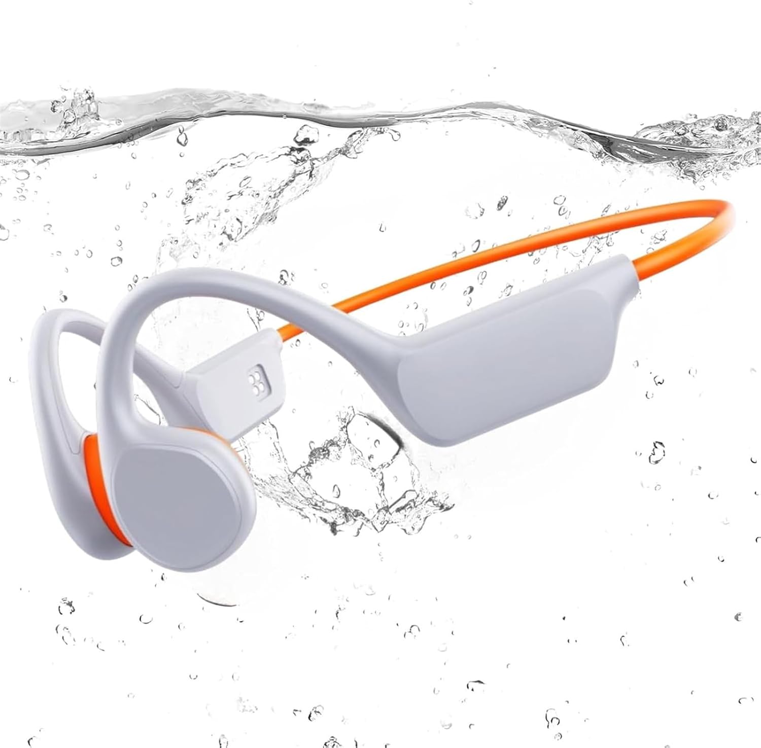 IPX8 Waterproof Bone Conduction Headphones X7s Bluetooth 32GB MP3 Swim Sports Wireless Earphone with Mic HiFi Bass Music Stereo (White)