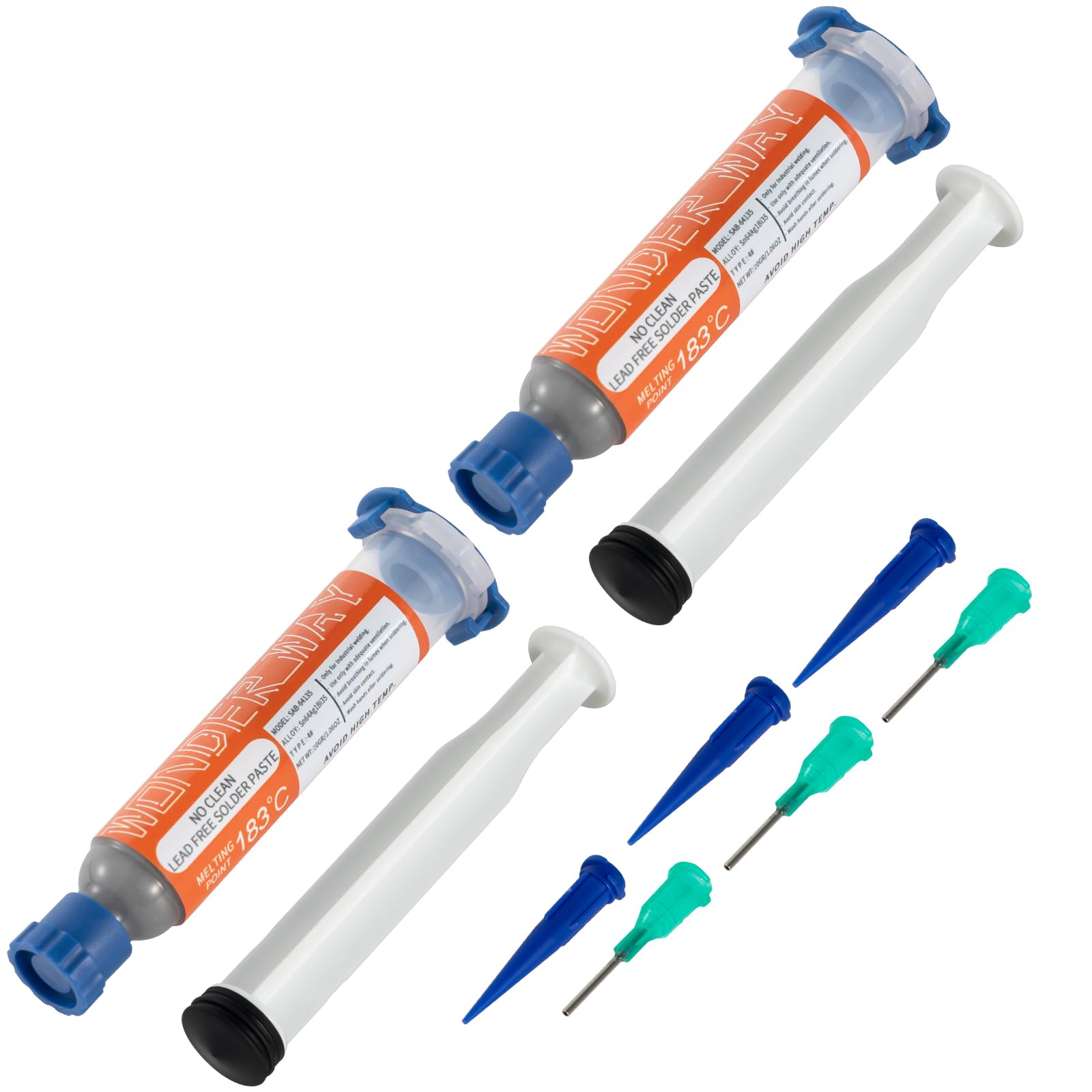 Sn64/Bi35/Ag1 T4 Lead Free Solder Paste No Clean, 183℃ Melting Point, Supplied By Wonderway (20gx2Packs)