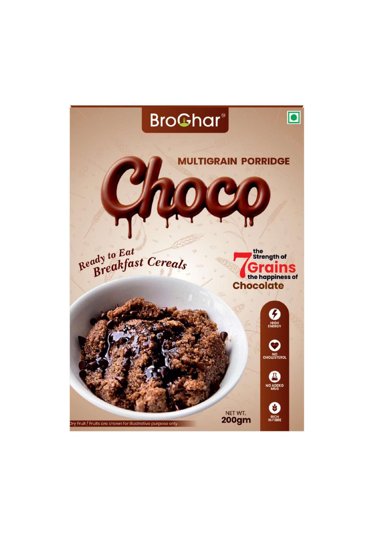 BroGhar Choco Multigrain Porridge, Ready to Eat Breakfast Cereal, 7 Grains, High Energy, Rich in Fibre, 200gm-image-8