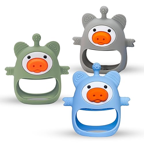 Juguete de dentición de silicona para bebés de 3 meses, juguetes masticables para necesidades de succión, formas fáciles de agarrar con textura