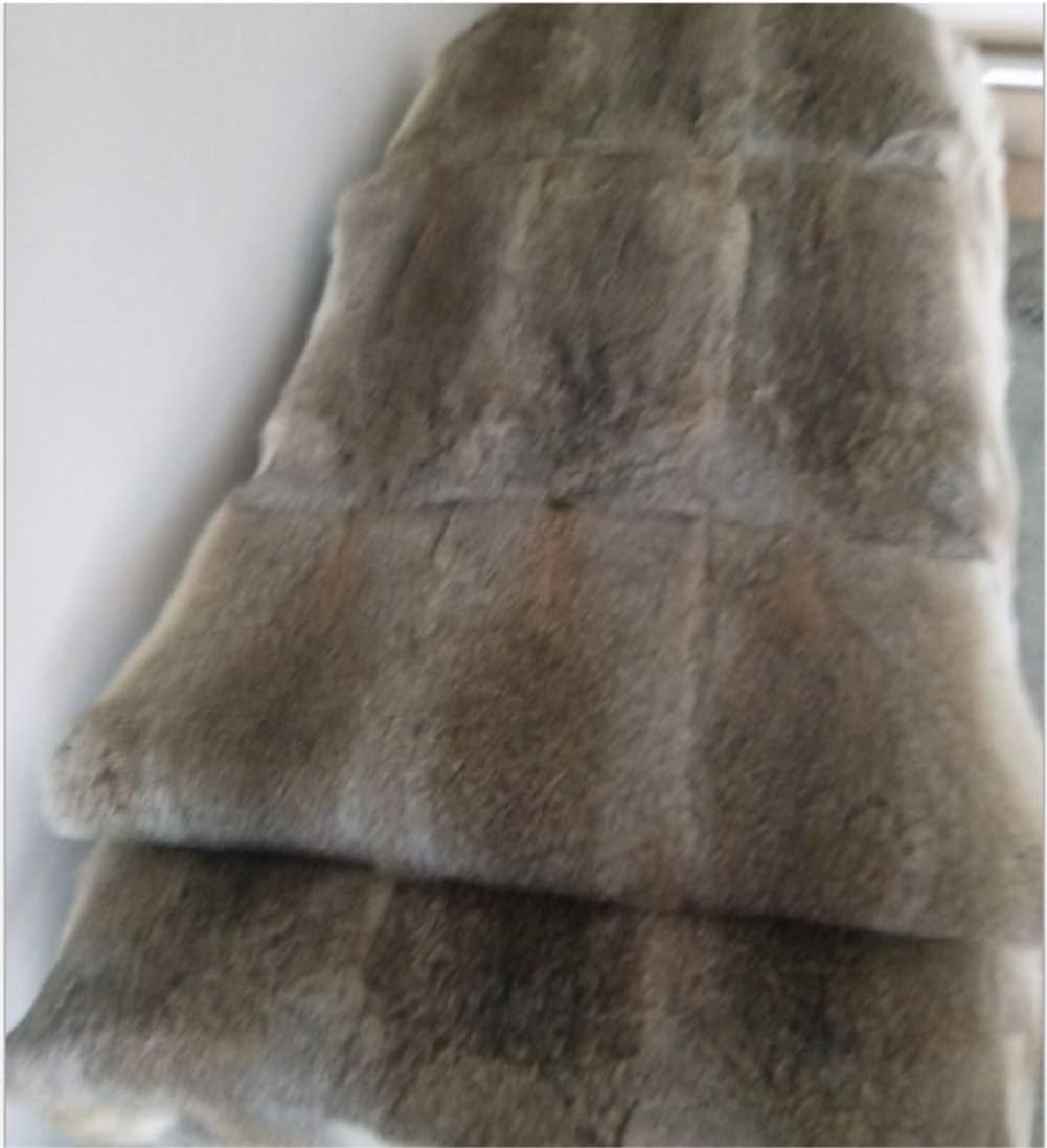 Natural Fur Bed Throw Blanket,Rug,Rabbit Hide Skin Blankets/Plates Furry Soft Warm Lush Fur Throw Home Decoration Reprocessed DIY Materials (21.65" x 43.3" Straw Yellow) - Image 2