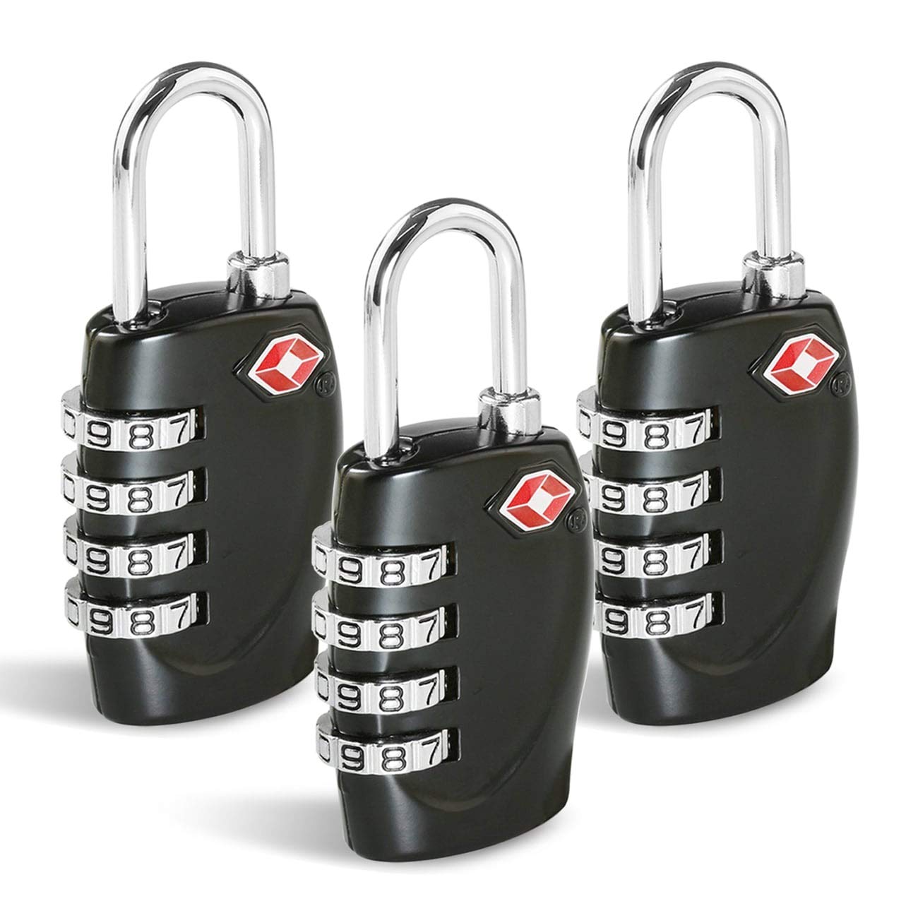 CFMOUR Suitcase Locks, TSA Approved Luggage Locks, 4-dial, Black, 3 Pcs