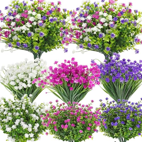 WILLBOND 36 Bundles Artificial Flowers for Outdoor, UV Resistant Faux