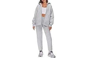 Womens 2 Piece Outfits Sweatsuits Oversized Zip Up Sweatshirt Jogger Sweatpants Tracksuit...